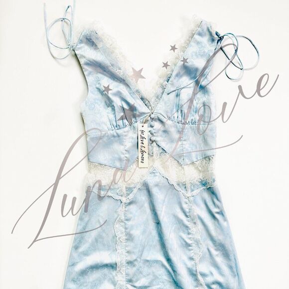 FOR LOVE & LEMONS Hattie Jacquard Maxi Dress In Blue (size S) NWT - Picture 5 of 13